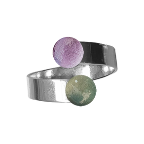 ANILLO CRISTAL DOBLE SENCILLO MORADO CLARO Y GRIS VERDOSO