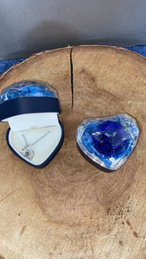 Rosa Preservada Azul Cristal Caja + Collar