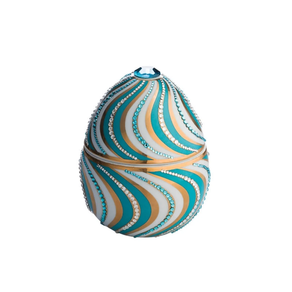 vela aromática huevo faberge azul y blanco