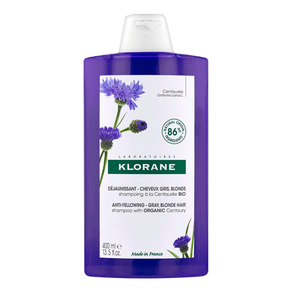 KLORANE CHAMPÚ A LA CENTAUREA BIO - ANTIAMARILLEO - CABELLOS GRISES, RUBIOS 400 ML
