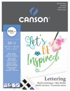 Bloc 20 hoja lettering Canson 200 gr 24 x 32 cms