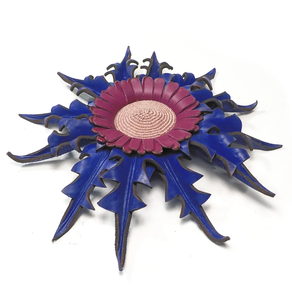 Eguzkilore de cuero para puerta color Tinta combinado Fucsia