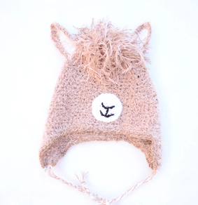 Gorro Llama niños. Tejido a ganchillo
