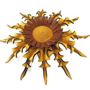 Larruzko ate ertainerako eguzkilorea, erdigune horia.