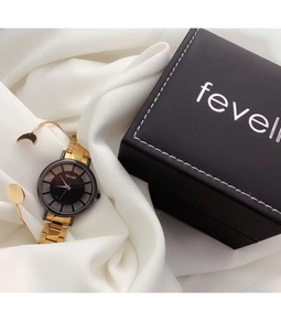 Conjunto de reloj mas pulsera en color dorado