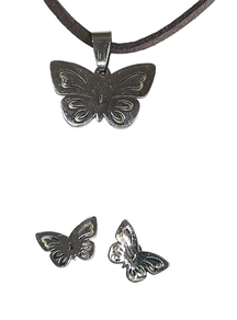 Conjunto de colgante y pendientes  de mariposa en acero dorado