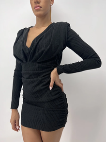 Vestido brillo hombreras (negro)