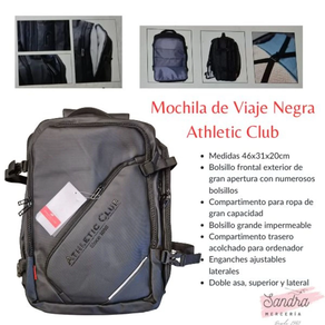 Mochila de viaje Negro AT3345 Athletic Club – Gran capacidad y diseño impermeable 