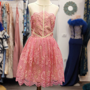 Vestido Lipsy London Guipur Rosa y Amarrillo - Talla 40