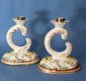 Pareja de candelabros antiguos "Alcobaca"