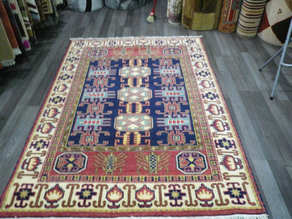 Alfombra lana anudada a mano 144 x 200 kazak-blue