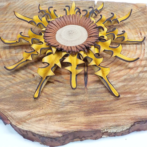 Eguzkilore cuero grande Amarillo detalle cuoio