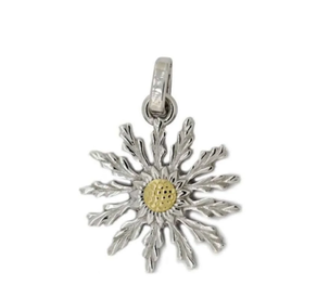 ZINTZILIKARIO EGUZKILORE ZILARRA ETA URREA 18KTE