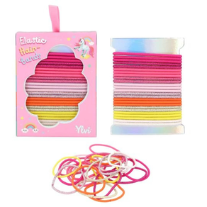 Conjunto de coleteros para el pelo con purpurina Ylvi tonalidades de rosa, amarillo, dorado y blanco.