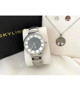 Set de reloj, gargantilla y pendientes en acero