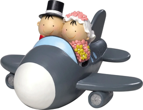 Figura hucha tarta boda novios avión