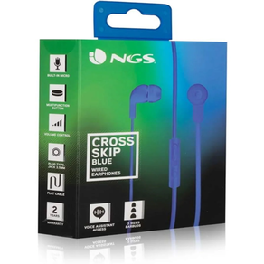 AURICULARES NGS AZULES- CABLE PLANO 1.2M -CONTROL DE VOLUMEN