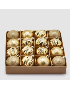 BOLAS  NAVIDAD POLY X16 DORADO