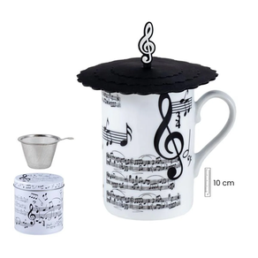 Regalo música: Taza Infusión. Incluye filtro, tapa y lata metal