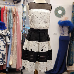 Lipsy London Vestido Guipur Bicolor- Talla 38