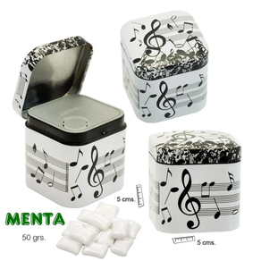 Regalo música: Chicles de Menta sin Azúcar Caja Metal Musica