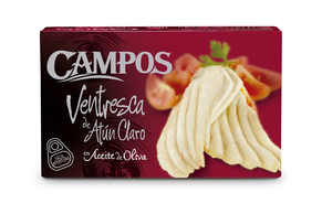Conserva de VENTRESCA DE ATÚN CLARO EN ACEITE DE OLIVA 111 GR CAMPOS - PACK DE 6 LATAS