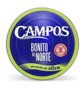 Conserva de BONITO DEL NORTE EN ACEITE DE OLIVA 266 GR CAMPOS - PACK 8 LATAS