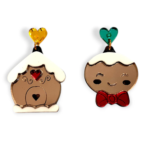 Pendientes muñeco jengibre y casita