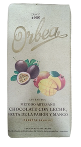 Tableta chocolate con leche mango y fruta de la pasión