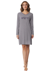 CAMISOLA CHICA COMBINADA RAYAS Y PRINT GRIS Y ROSA