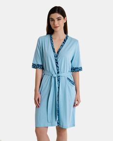 BATA DE CHICA AZUL PAVO MANGA FRANCESA