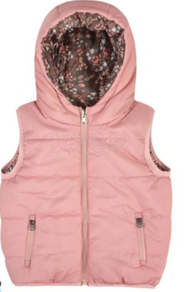 CHALECO REVERSIBLE NIÑA ROSA/ESTAMPADO TAUPE