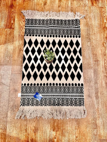 ALFOMBRA ÉTNICA ALGODÓN BLANCO/NEGRO 80x50x1CM 88888