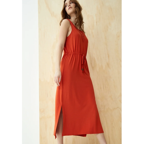 VESTIDO LARGO TIRANTES NARANJA