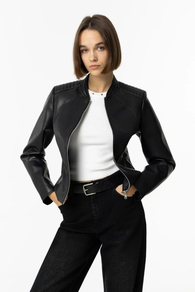 Cazadora polipiel negra mujerTIFFOSI