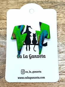 PENDIENTES ARCILLA RAYO JASPEADO VERDE-AZUL-COBRE GALAXY