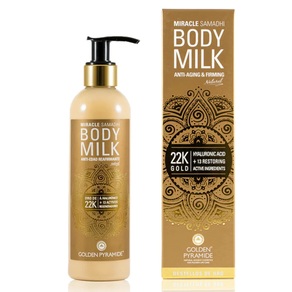 CREMA CORPORAL BODY MILK DESTELLOS DORADOS ORO 22K. ANTIEDAD REAFIRMANTE GOLDEN PYRAMIDE