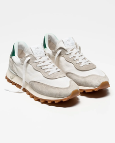 Deportiva Nomad Society Algodón y Piel Blanco y Verde