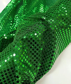 Tela de lentejuelas Carnaval grande verde (1 m)