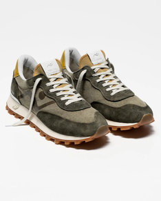 Deportiva Nomad Society Algodon y Piel Tonos Verdes