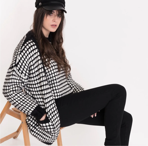 CHAQUETA CARDIGAN ABIERTO CON LUREX S-KENDRA CMS NEGRO/BLANCO