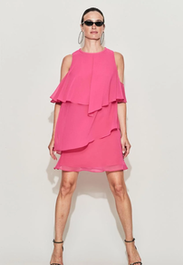 Vestido gasa liso FUCSIA