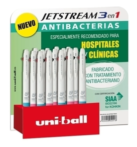 ROLLER GEL RT. UNI-BALL JETSTREAM 3 ANTIBACTERIAS 0,7