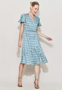 Vestido envolvente retro VERDE