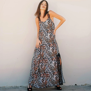 BE HAPPINESS VESTIDO LENCERO PRINT LEOPARDO