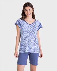 PIJAMA CHICA MANCHAS AZUL
