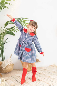 Vestido cuadros azul y rojo