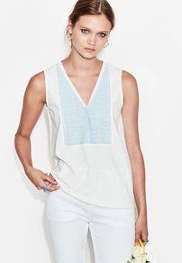 Camiseta bordados botones BLANCO