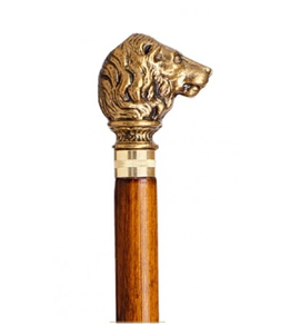 Bastón cabeza León de Bronce lacado