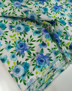 Tela de algodón dibujo floral azul (3 m)